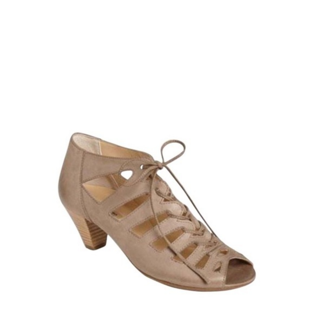Paul Green Prague Lace Up Peep Toe‎ Cutout Bootie Heels